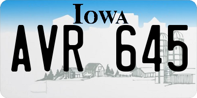 IA license plate AVR645