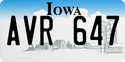 IA license plate AVR647