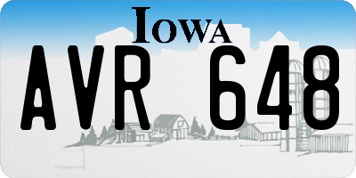IA license plate AVR648
