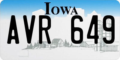 IA license plate AVR649