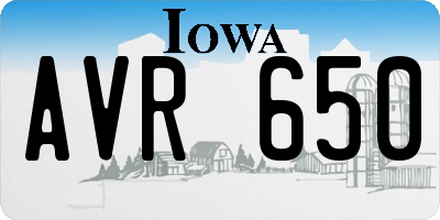 IA license plate AVR650