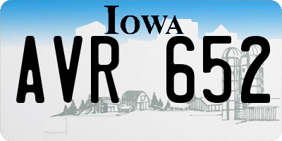 IA license plate AVR652