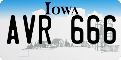 IA license plate AVR666
