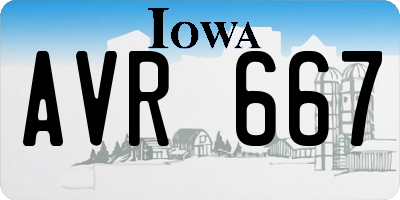 IA license plate AVR667
