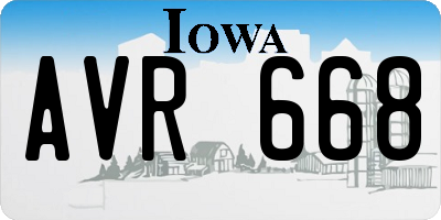 IA license plate AVR668