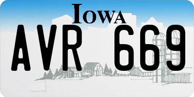 IA license plate AVR669