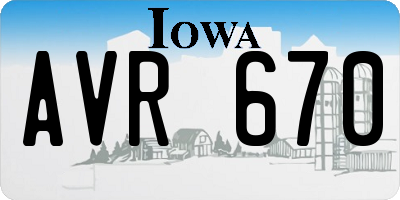 IA license plate AVR670