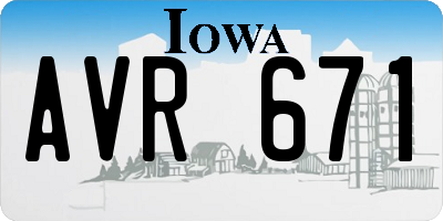 IA license plate AVR671