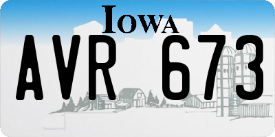 IA license plate AVR673