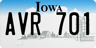 IA license plate AVR701