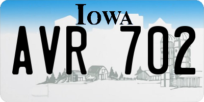 IA license plate AVR702