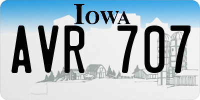 IA license plate AVR707