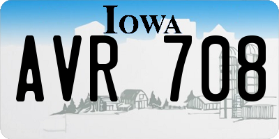 IA license plate AVR708
