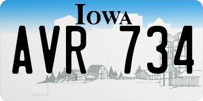IA license plate AVR734