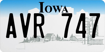 IA license plate AVR747
