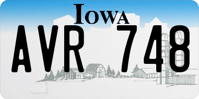 IA license plate AVR748