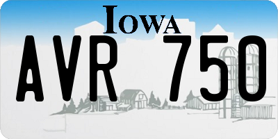 IA license plate AVR750