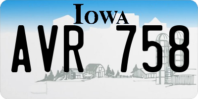 IA license plate AVR758