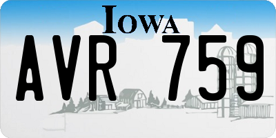 IA license plate AVR759