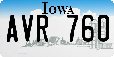 IA license plate AVR760