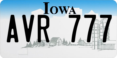 IA license plate AVR777