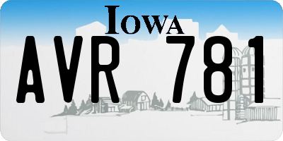 IA license plate AVR781