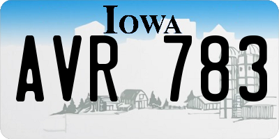 IA license plate AVR783