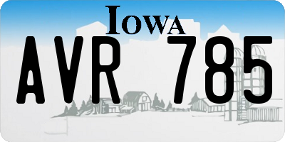 IA license plate AVR785