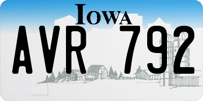 IA license plate AVR792