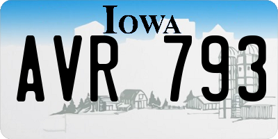 IA license plate AVR793