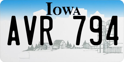 IA license plate AVR794