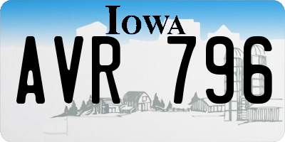 IA license plate AVR796