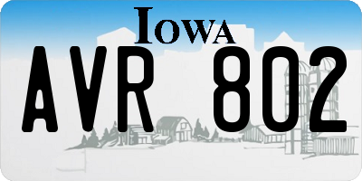 IA license plate AVR802