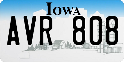 IA license plate AVR808