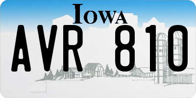 IA license plate AVR810