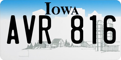 IA license plate AVR816