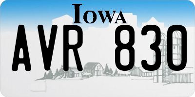 IA license plate AVR830