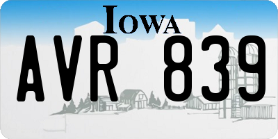 IA license plate AVR839