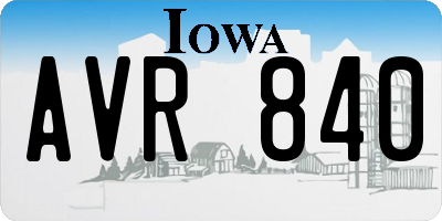 IA license plate AVR840