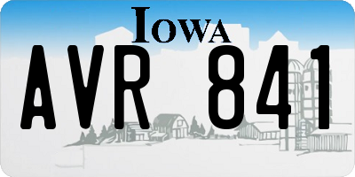 IA license plate AVR841