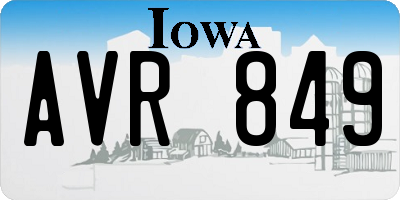 IA license plate AVR849
