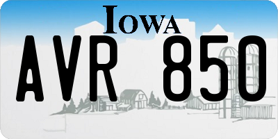 IA license plate AVR850