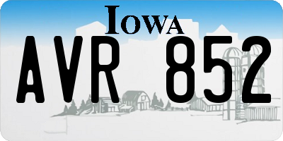 IA license plate AVR852