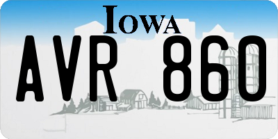 IA license plate AVR860