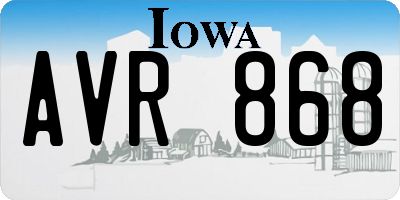 IA license plate AVR868