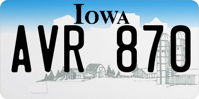 IA license plate AVR870