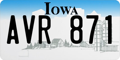 IA license plate AVR871
