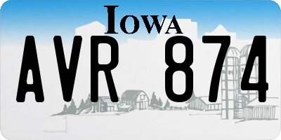 IA license plate AVR874