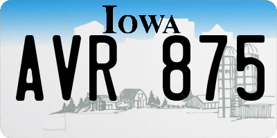 IA license plate AVR875