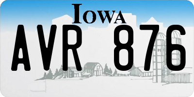 IA license plate AVR876